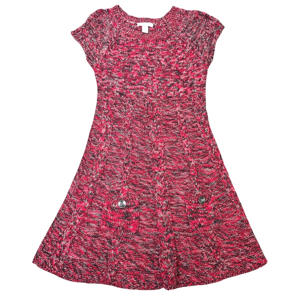 Style & Co Cable Knit Sweater Dress Women's Size S Pink Marled Short Sleeve